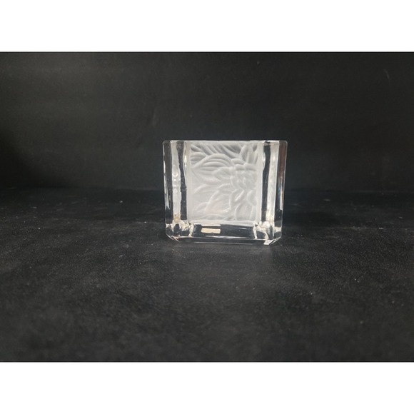 PartyLite Chrysanthemum Votive Holder, Square Glass Candle Holder, Candle Holder - Picture 3 of 9